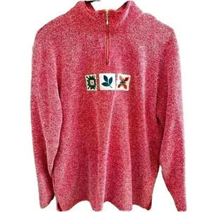 Vintage Teddi long sleeve Christmas sweater women’s size L red white 1/4 zip